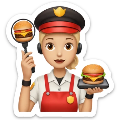 burger place employee with intercom  sticker