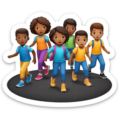 Group of African American kids playing on school playground in urban neighborhood sticker