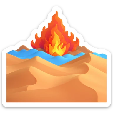 desert sand burning with fire and heat waves sticker