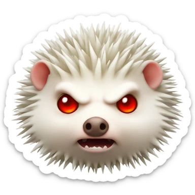 angry red-eyed albino hedgehog  sticker