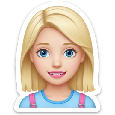 Blonde blue eye clean girl with pink braces sticker