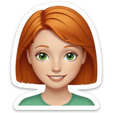 Short Ginger hair, green eyes, eye lashes White woman happy sticker