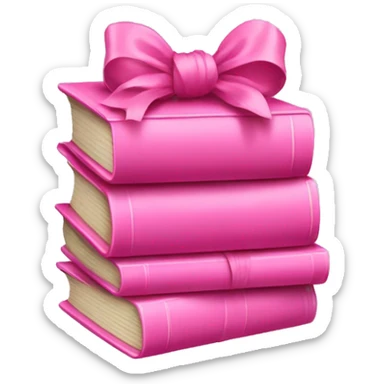 Pink Books stacked up and tied together by a pink bow sticker