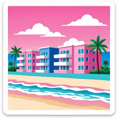 Matisse style pink SPAM art Miami beach landscape sticker