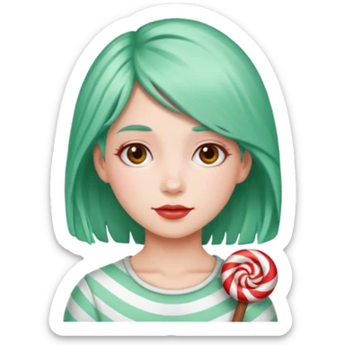 girl with peppermint hair  sticker