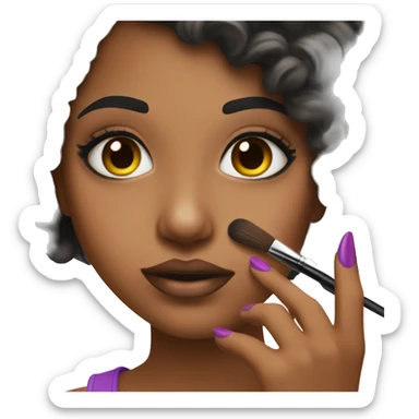 girl doing a makeup in front of a makeup vanity sticker