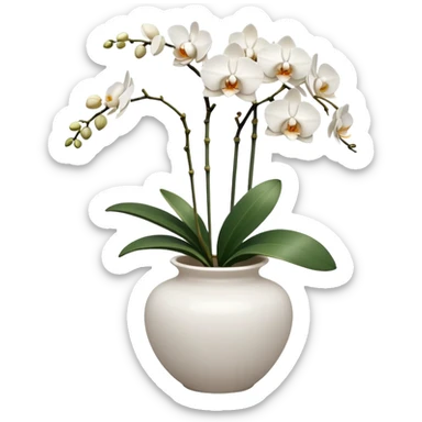 white orchids in white Italy vase  sticker