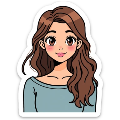 Girly girl with feminine features, long hair, cute outfit sticker