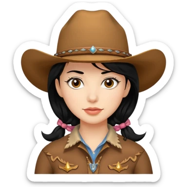 Cow girl with black hair brown eyes  sticker