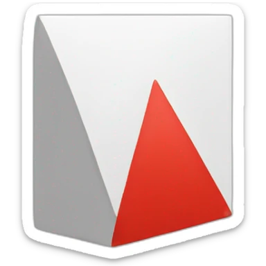 Red rectangle with sideway white triangle sticker