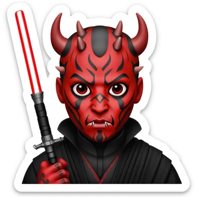 Darth Maul with double red lightsaber, inspired by The Phantom Menace, emoji style sticker