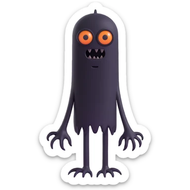 emoji of a tall, faceless black monster with elongated limbs, unsettling and dark, no text sticker