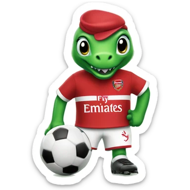 arsenal soccer team green gunnersaurus mascot wearing hello kitty hat sticker