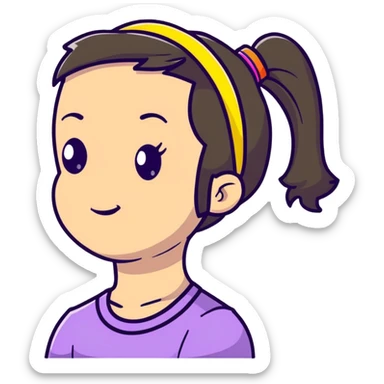 girl with ponytail and colorful headband sticker