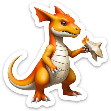 Shiny Exotic Excessive Mysterious Cubone-Marowak-Charizard-Pokémon-Fakémon-hybrid-creature (full body) sticker