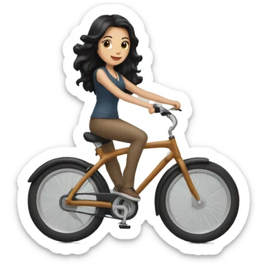 white girl with black hair riding a bike sticker