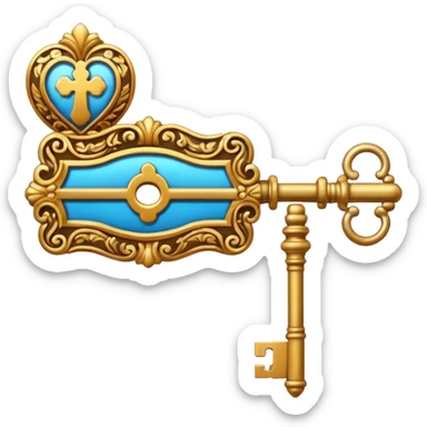 key in the horizontal position old and ornate sticker