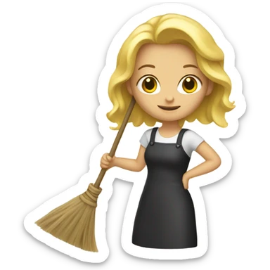 Blonde Girl with a broom sticker