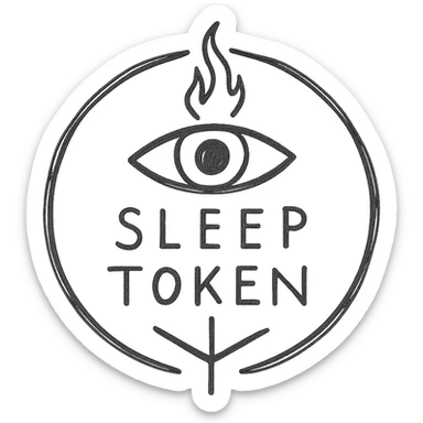 hand-drawn mystical Sleep Token logo with rough monochrome lines sticker