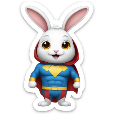 Rabbit dressed as funny super hero sticker