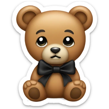 Cute teddy bear with black bow sticker