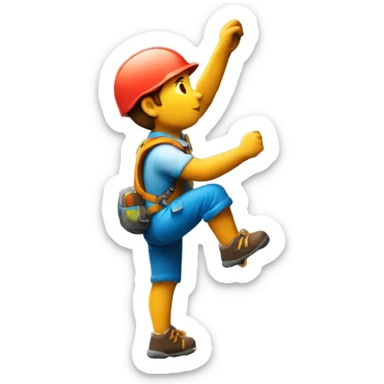 Climbing man relief side profile style of emoji sticker