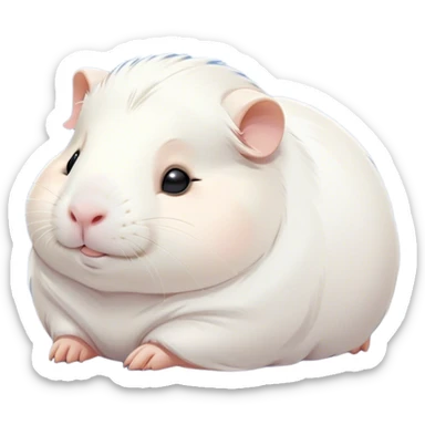 Meme-Worthy Cute Sleeping White Guinea Pig Portrait Emoji, Head resting peacefully with a contented smile, showcasing a delightfully chubby build and a luxuriously soft pure white fur, eyes shut in a serene, cozy nap, Simplified yet hilariously adorable features, highly detailed, glowing with a soft, drowsy light, high shine, relaxed and utterly lovable, stylized with an air of playful laziness, bright and heartwarming, soft glowing outline, capturing the essence of a comically sleepy guinea pig, so meme-worthy it feels like it could instantly become the next viral sensation of adorable slumber! sticker