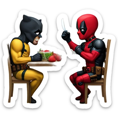 Deadpool  y wolverine comiendo sandia sticker