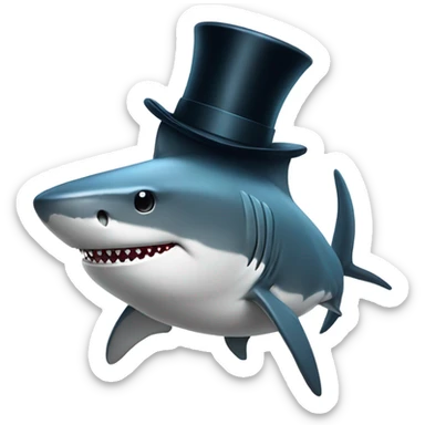 Shark with a top hat sticker