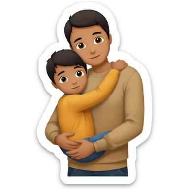 adult silhouette hugging a small child silhouette inside sticker