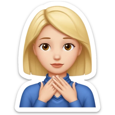 A girl with her hands around her neck ￼ sticker