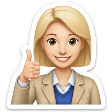A female teacher happy with thumbs up  sticker
