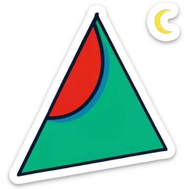 bir tane kırmızı üçbucak reng o uçbucakın sol tarafının yukarısı mavi aşağısı yeşil kırmızında tam ortası ay ve yıldız amma yıldız 8 köşeli sticker