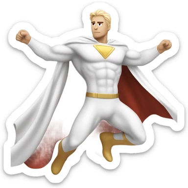 White super hero flying sticker