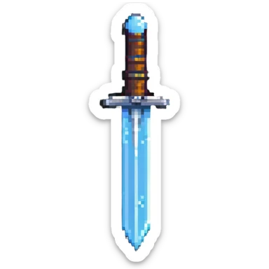 pixel art style diamond sword reminiscent of retro games sticker