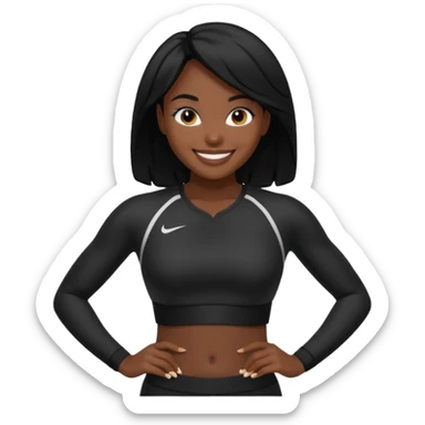 Femme noire avec cheveux noir et qui fait du sport en tenue noire.  sticker