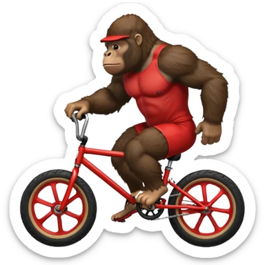 Gorilla wheeling a red BMX bike sticker