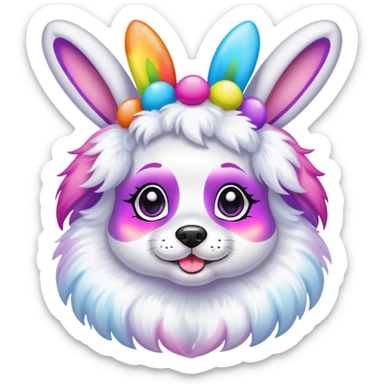 Lisa Frank Easter bunny headband on dog sticker