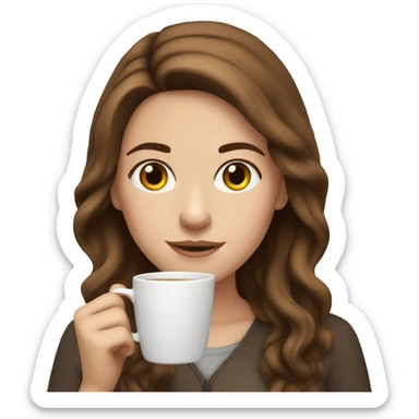 white girl with brown hair drinking coffee sticker