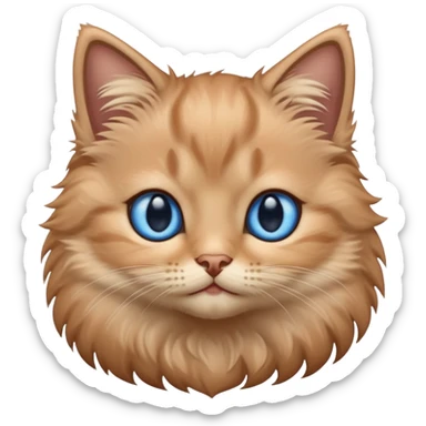 light brown fluffy kitten with blue eyes sticker