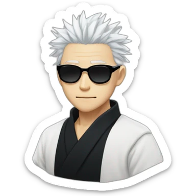 Gojo satoru from jujutsu kaisen, white hair, round black sunglasses sticker