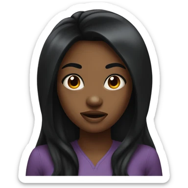 Mad black girl with long black hair  sticker