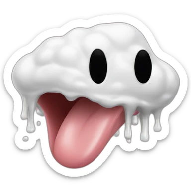 tongue covered in white glue sticker