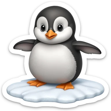 baby penguin sliding sticker
