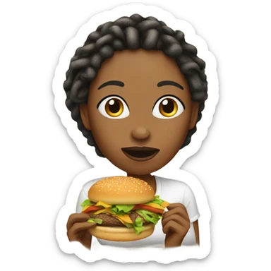 A lady with locs eating a burger sticker