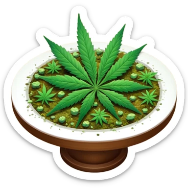 Table with cannabis on it sticker