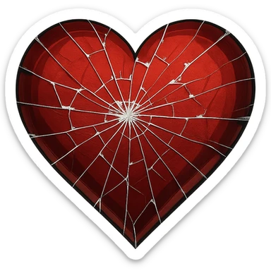 digital illustration of a heart with a shattered glass effect, no background sticker