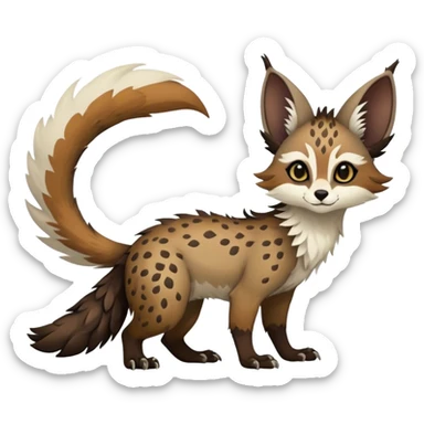 Feral Rare Fantasy Vernid-Trico-species by LiLaiRa, random markings, tufted tail, tufted ears, full body sticker