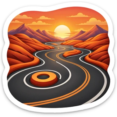 road with sunset sticker