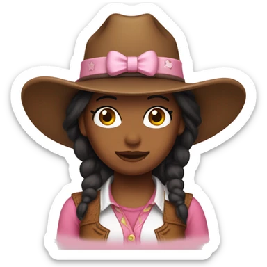 Hello kitty face COWGIRL  brown hai  sticker
